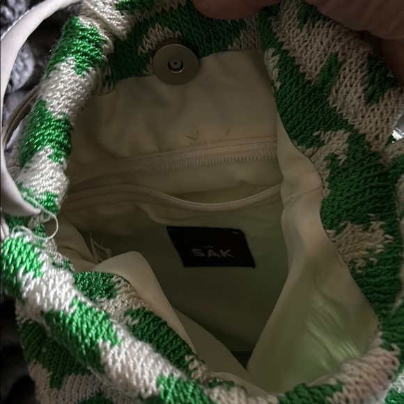 The Sak Green and White Patterned Christmas Tree Bag with pouch EUC - Picture 6 of 6